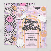 Drie Spirit Halloween Groovy Ghost 3rd Birthday Kaart (Voorkant / Achterkant)