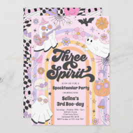 Drie Spirit Halloween Groovy Ghost 3rd Birthday Kaart