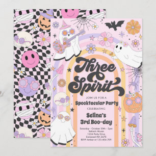 Drie Spirit Halloween Groovy Ghost 3rd Birthday Kaart