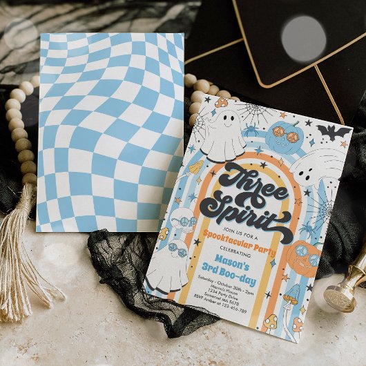 Drie Spirit Halloween Groovy Ghost 3rd Birthday Kaart