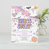 Drie Spirit Halloween Groovy Ghost 3rd Birthday Kaart (Staand voorkant)