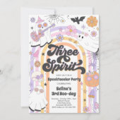 Drie Spirit Halloween Groovy Ghost 3rd Birthday Kaart (Voorkant)