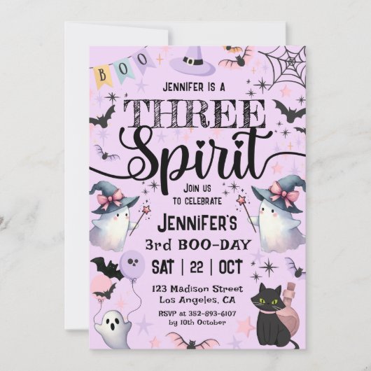 Drie Spirit Schattigee Geesten Halloween 3e Verjaa Kaart (Voorkant)