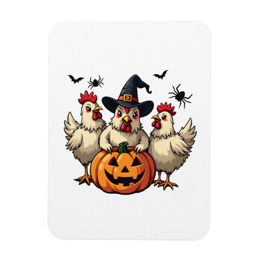 Drie Spooky Halloween Chickens Boer Herfst Witch Magneet (Verticaal)