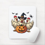 Drie Spooky Halloween Chickens Boer Herfst Witch Muismat (Met muis)