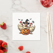 Drie Spooky Halloween Chickens Boer Herfst Witch Servet (Insitu)