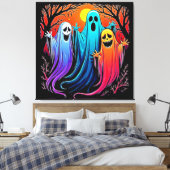 Drie Spooky Halloween Ghosts Design Canvas Afdruk (Insitu (Slaapkamer))