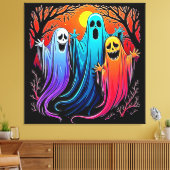 Drie Spooky Halloween Ghosts Design Canvas Afdruk (Insitu (Woonkamer))