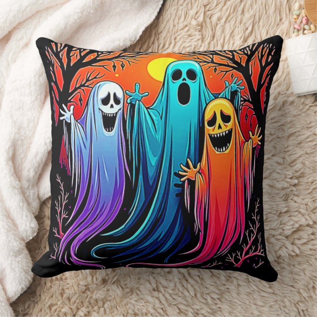 Drie Spooky Halloween Ghosts Design Kussen (Deken)