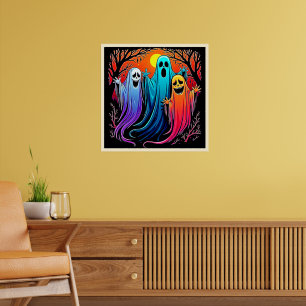 Drie Spooky Halloween Ghosts Design Poster