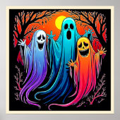Drie Spooky Halloween Ghosts Design Poster (Voorkant)