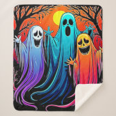 Drie Spooky Halloween Ghosts Design Sherpa Deken (Voorkant)