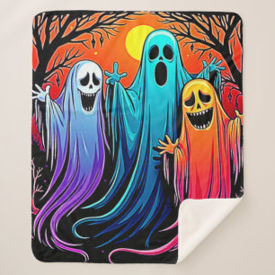 Drie Spooky Halloween Ghosts Design Sherpa Deken