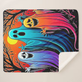 Drie Spooky Halloween Ghosts Design Sherpa Deken (Voorkant (horizontaal))