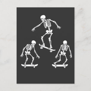 Drie Spooky Skating Skeleton Halloween Skateboard Briefkaart