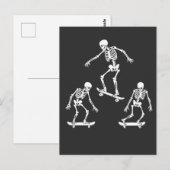 Drie Spooky Skating Skeleton Halloween Skateboard Briefkaart (Voorkant / Achterkant)