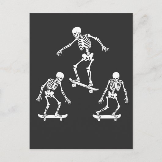 Drie Spooky Skating Skeleton Halloween Skateboard Briefkaart (Voorkant)