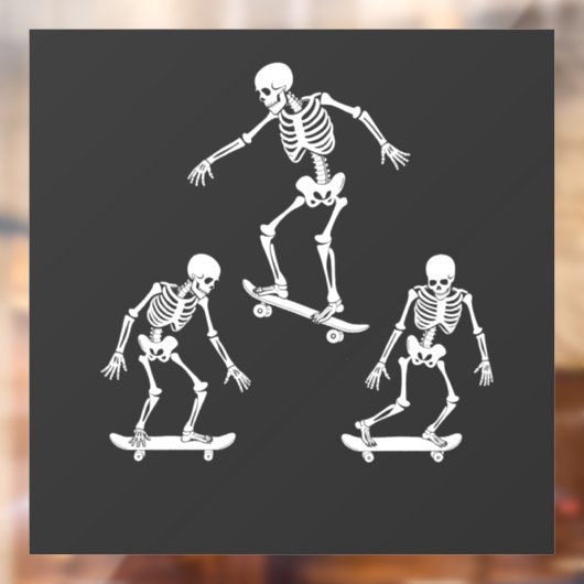 Drie Spooky Skating Skeleton Halloween Skateboard Raamsticker (Vel 2)