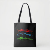 Drie sportwagens tote bag (Voorkant)