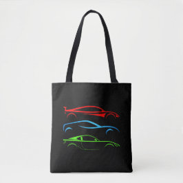 Drie sportwagens tote bag