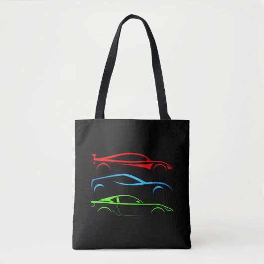 Drie sportwagens tote bag (Voorkant)