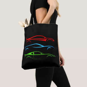 Drie sportwagens tote bag