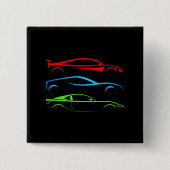 Drie sportwagens vierkante button 5,1 cm (Voorkant)