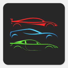 Drie sportwagens vierkante sticker
