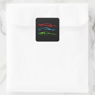 Drie sportwagens vierkante sticker