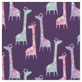 Drie Spotten Patroon van Giraffes op Paars Stof (Close Up)