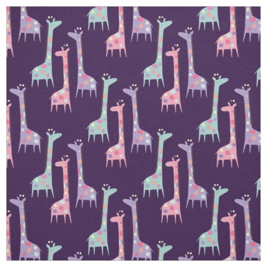 Drie Spotten Patroon van Giraffes op Paars Stof (Swatch)