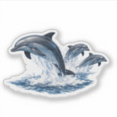 Drie springende dolfijnen, oceaandecoratie voor ho sticker (Voorkant)