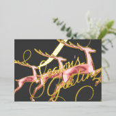 Drie springende herten licht roze folie feestdagenkaart (Staand Voorkant)