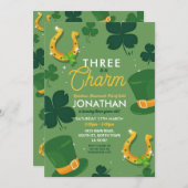 Drie St. Patricks Dag 3e Verjaardag Feest Uitnodig Kaart (Voorkant / Achterkant)