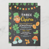 Drie St. Patricks Dag 3e Verjaardag Feest Uitnodig Kaart (Voorkant / Achterkant)