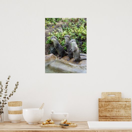 Drie Staande Otters, Poster (Keuken)