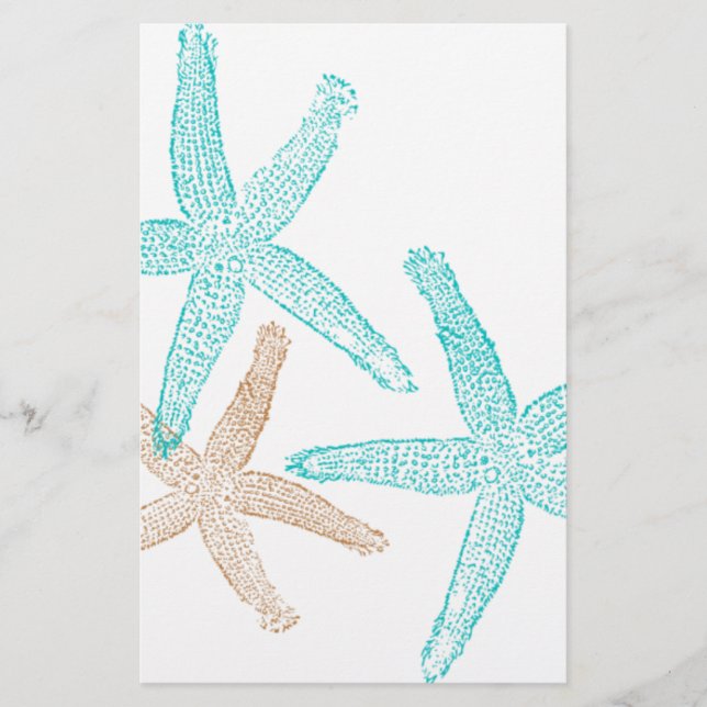 Drie Starfish Blauwgroen en Tan (Voorkant)