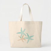 Drie Starfish Blauwgroen en Tan Grote Tote Bag (Voorkant)