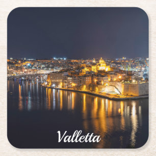 Drie steden in Malta 's nachts Kartonnen Onderzetters