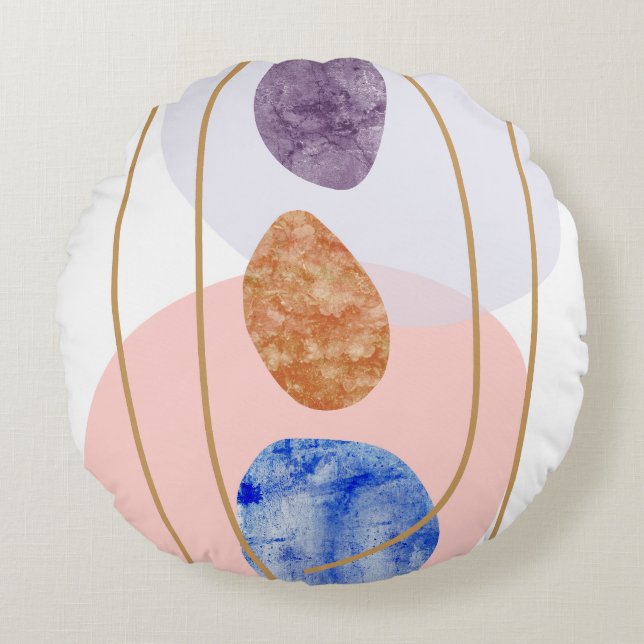 Drie Stenen Sierkussen Rond Kussen (Voorkant)