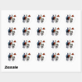 Drie sterke paarden Rood Blauw Ronde Sticker (Vel)