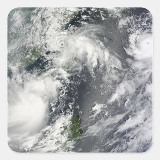 Drie sterke stormen vierkante sticker (Voorkant)