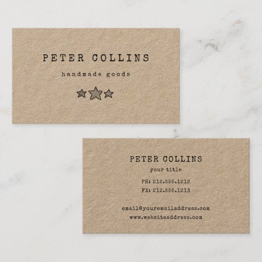 Drie sterren: kraft visitekaartje (Voorkant / Achterkant)