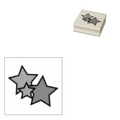 Drie sterren zwart omlijnd patroon rubberstempel (Gestempeld)