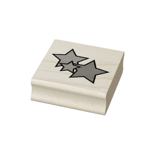 Drie sterren zwart omlijnd patroon rubberstempel (Stempel)