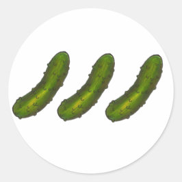 Drie Stickers met een groene Dill Pickle