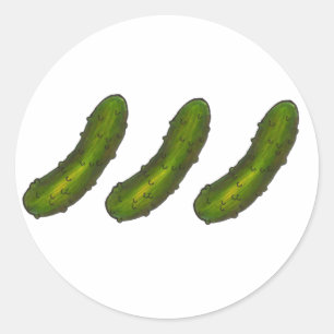 Drie Stickers met een groene Dill Pickle