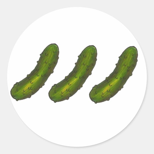 Drie Stickers met een groene Dill Pickle (Voorkant)