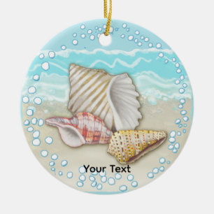 Drie strand schelpen keramisch ornament