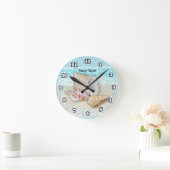 Drie strand schelpen ronde klok (Huis)